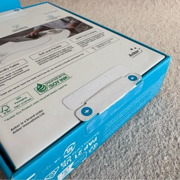 NEW Anker 3ft USB-C Phone Charger Cable Fast Mobile Charging Cord White 240W - Picture 3 of 3